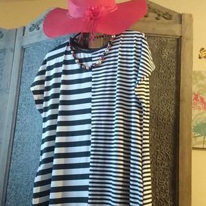 Black and white horizontal striped Shein dress.
